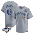 Elroe T.Blue Jays #0 Andres Gimenez Player Gray 2025 World Series Game Stitched Jerseys