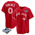 Elroe T.Blue Jays #0 Andres Gimenez Player Red 2025 World Series Limited Stitched Jerseys