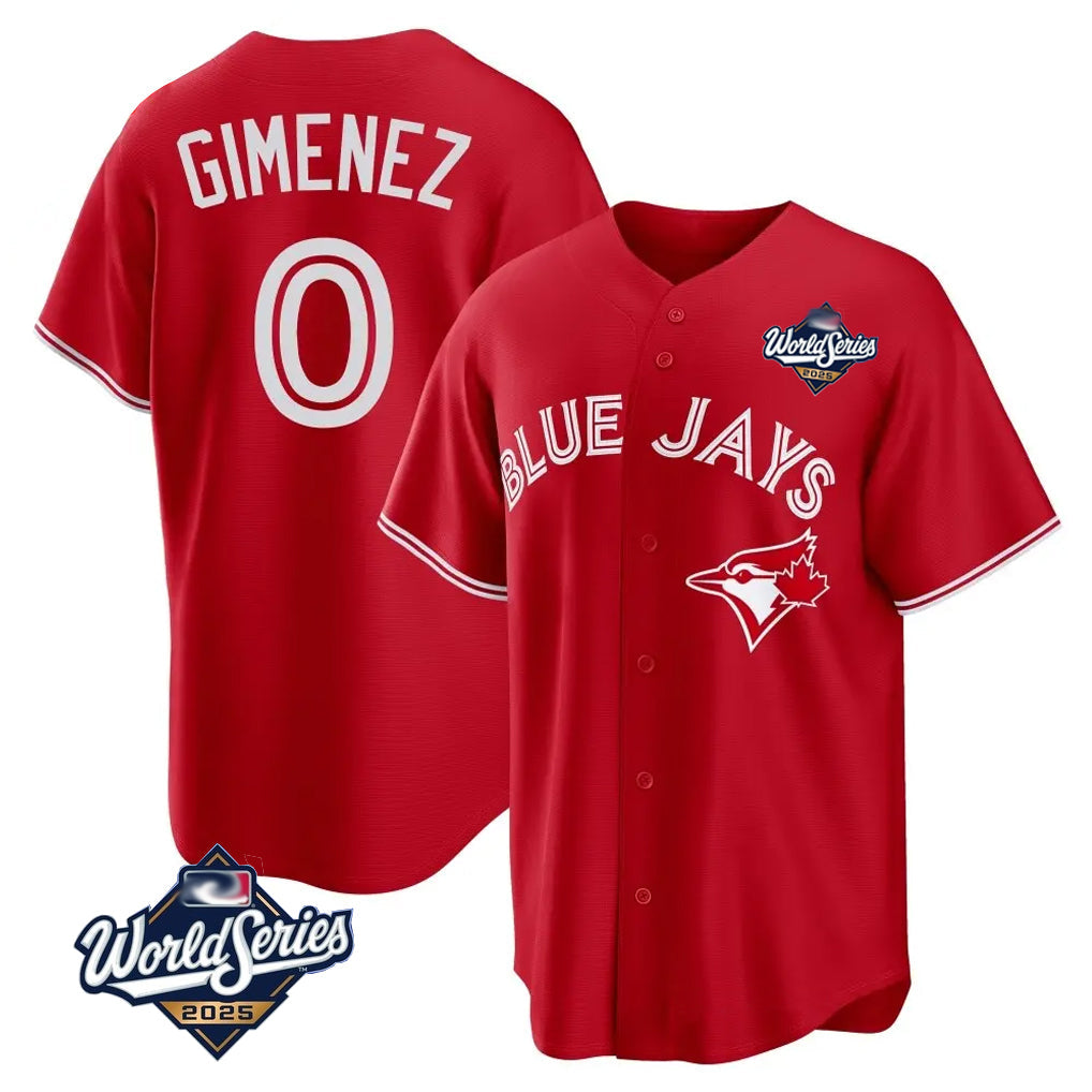 Elroe T.Blue Jays #0 Andres Gimenez Player Red 2025 World Series Limited Stitched Jerseys