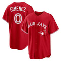 Elroe T.Blue Jays #0 Andres Gimenez Player Red Home Game Stitched Jerseys