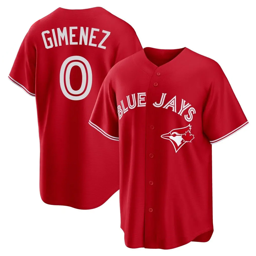Elroe T.Blue Jays #0 Andres Gimenez Player Red Home Game Stitched Jerseys