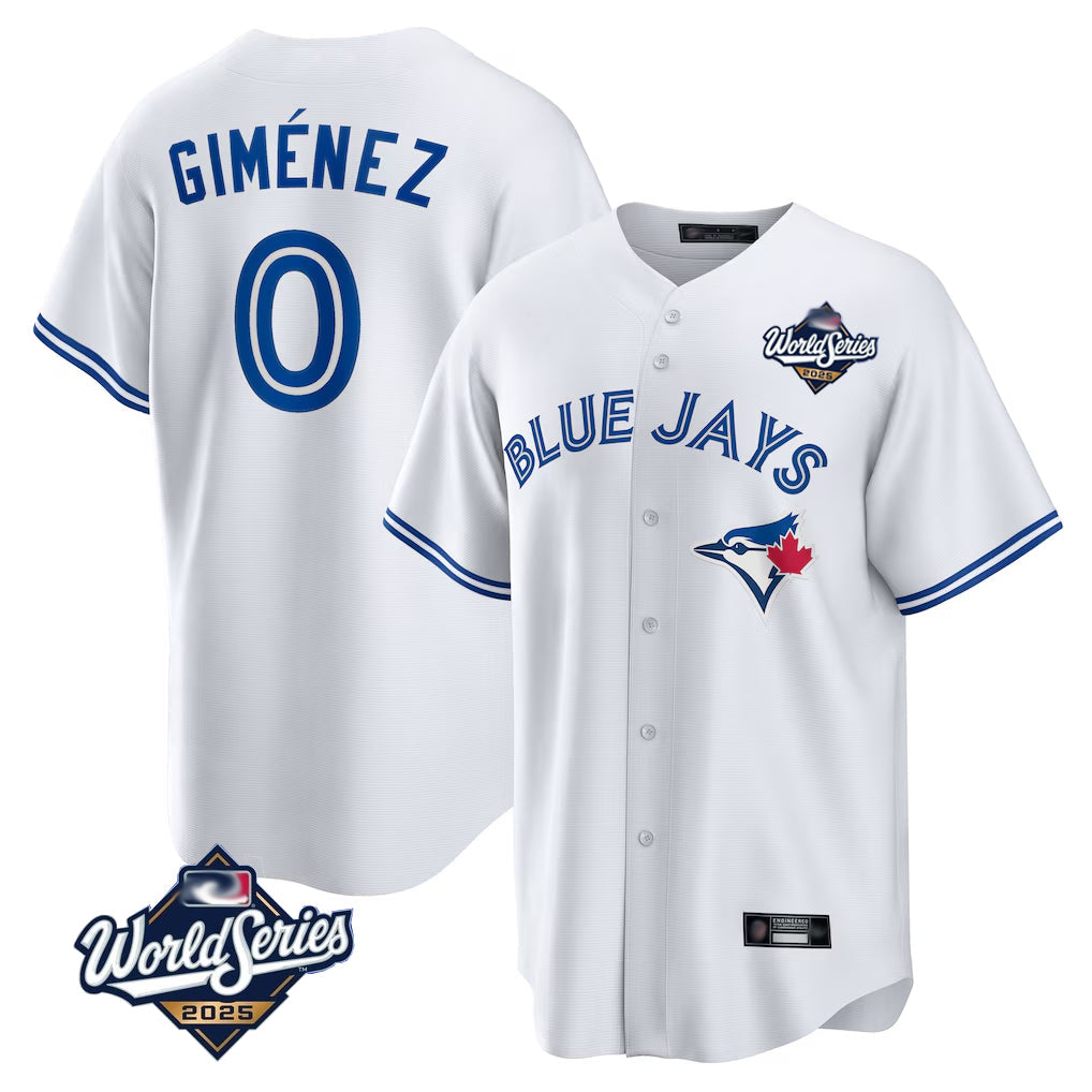 Elroe T.Blue Jays #0 Andres Gimenez Player White 2025 World Series Game Stitched Jerseys