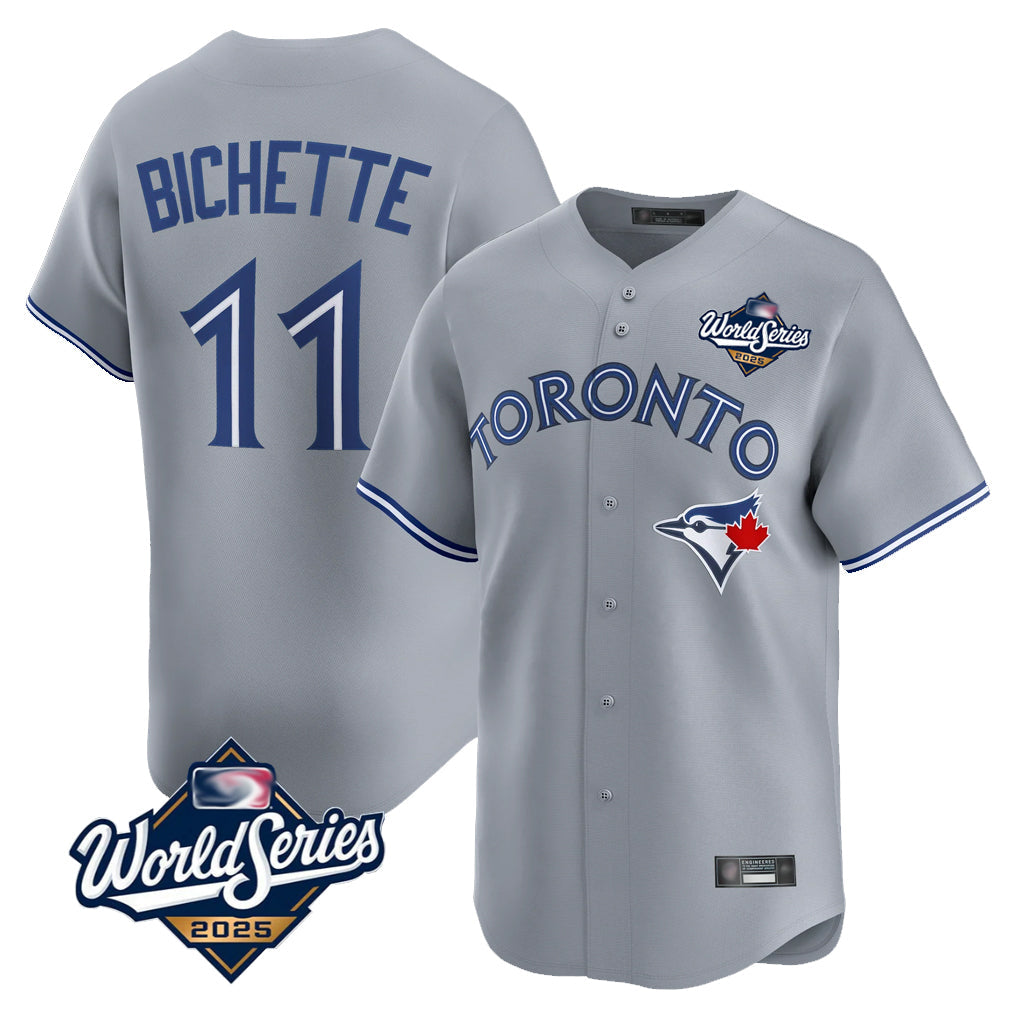 Elroe T.Blue Jays #11 Bo Bichette Player Gray 2025 World Series Limited Home Stitched Jerseys