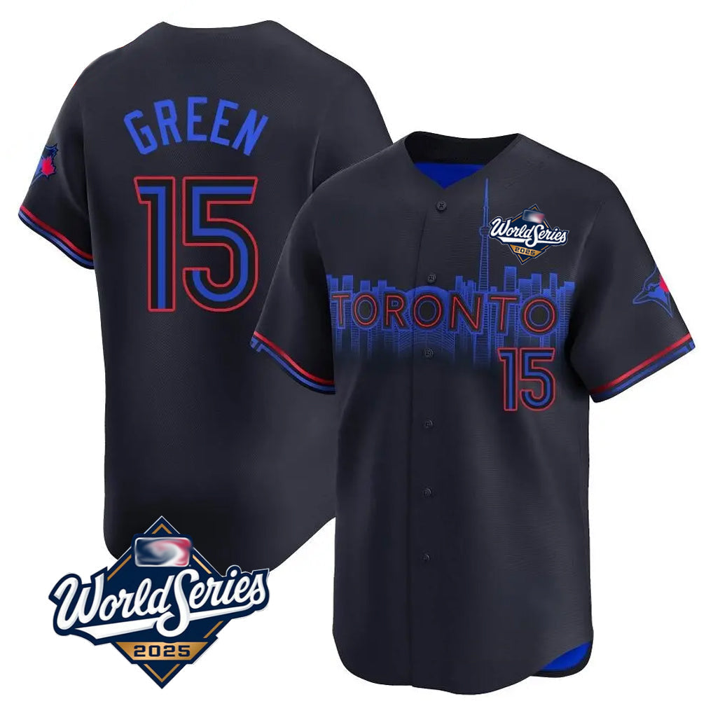 Elroe T.Blue Jays #15 Chad Green Player Black&Blue 2025 World Series City Connect Stitched Jerseys