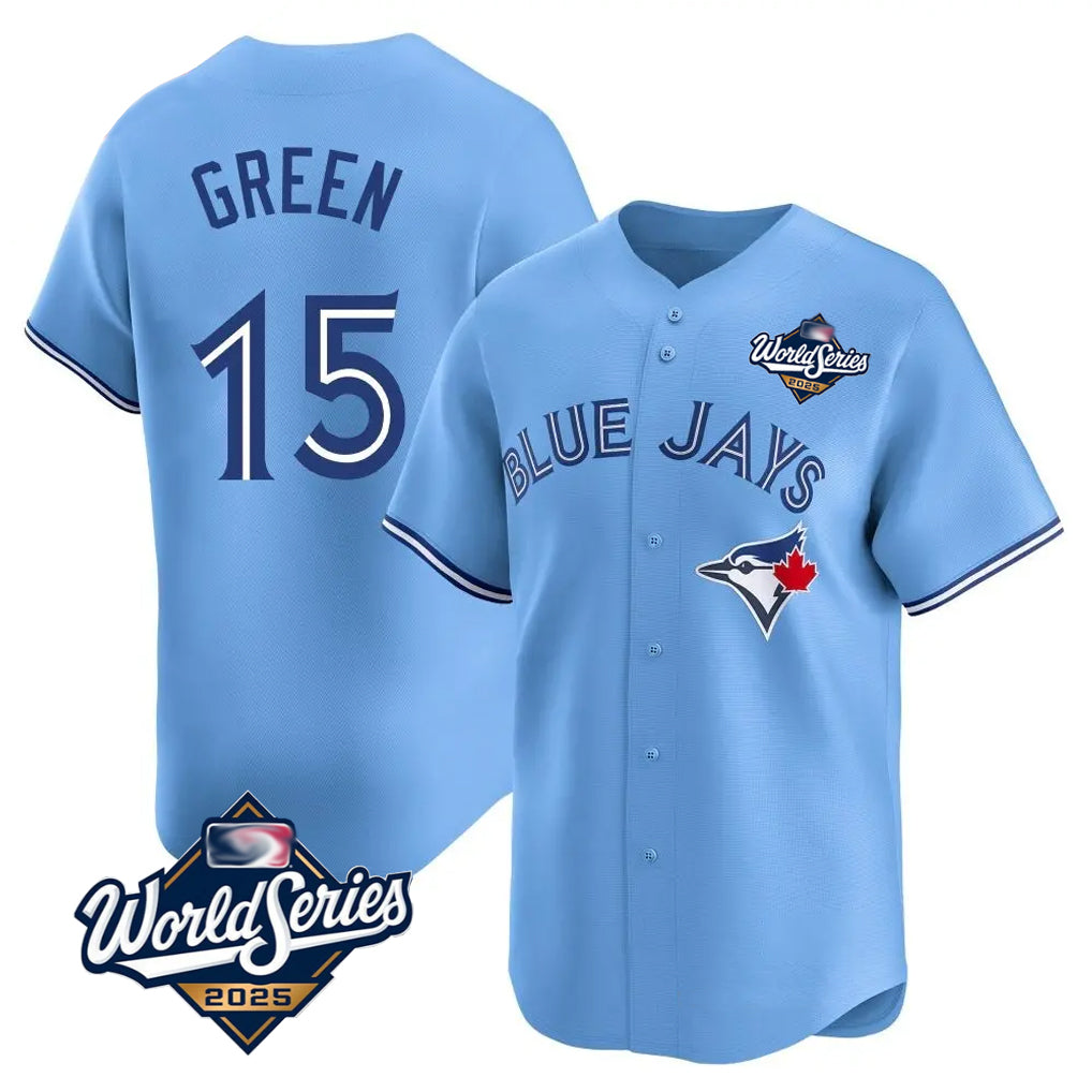Elroe T.Blue Jays #15 Chad Green Player Blue 2025 World Series Game Stitched Jerseys