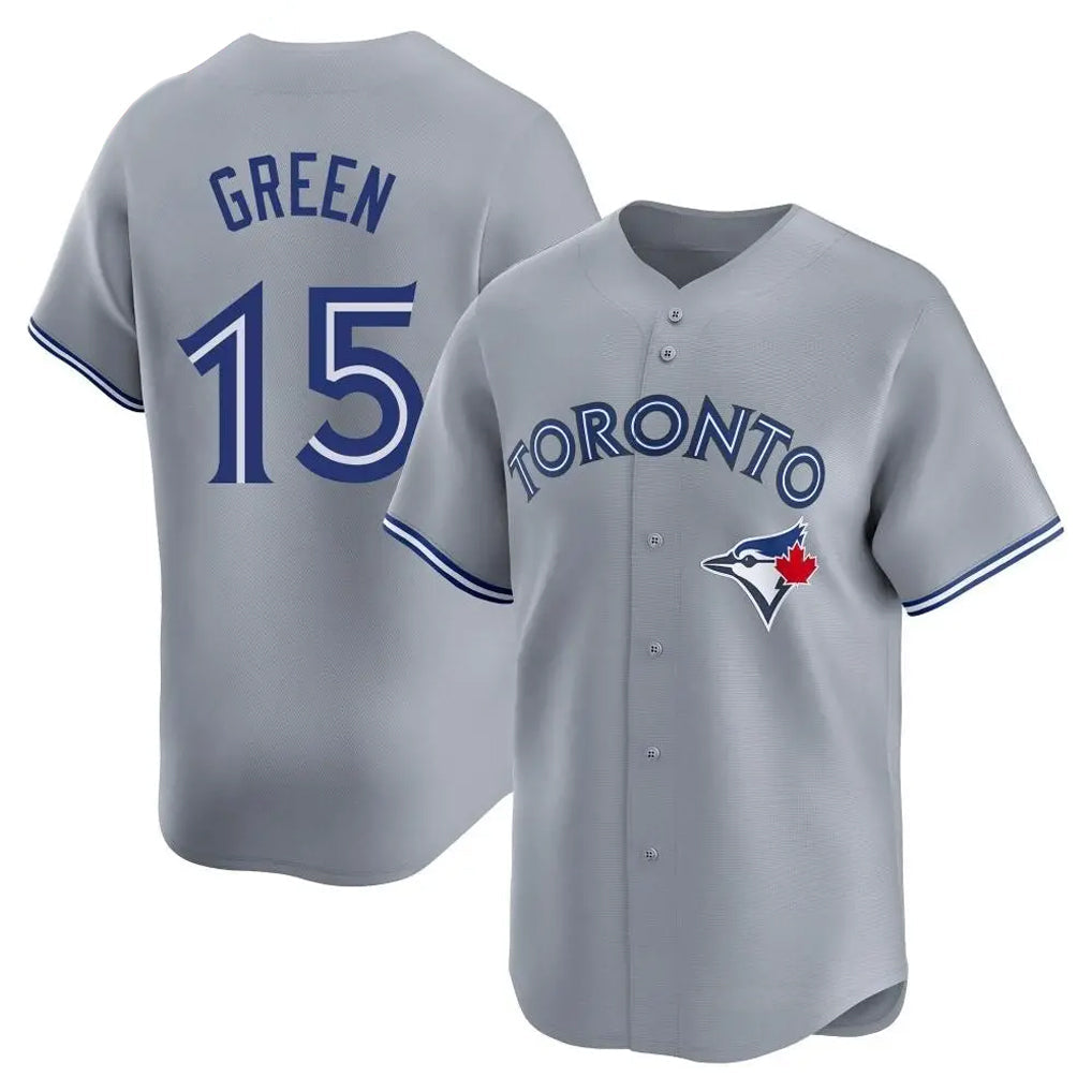 Elroe T.Blue Jays #15 Chad Green Player Gray Home Game Stitched Jerseys