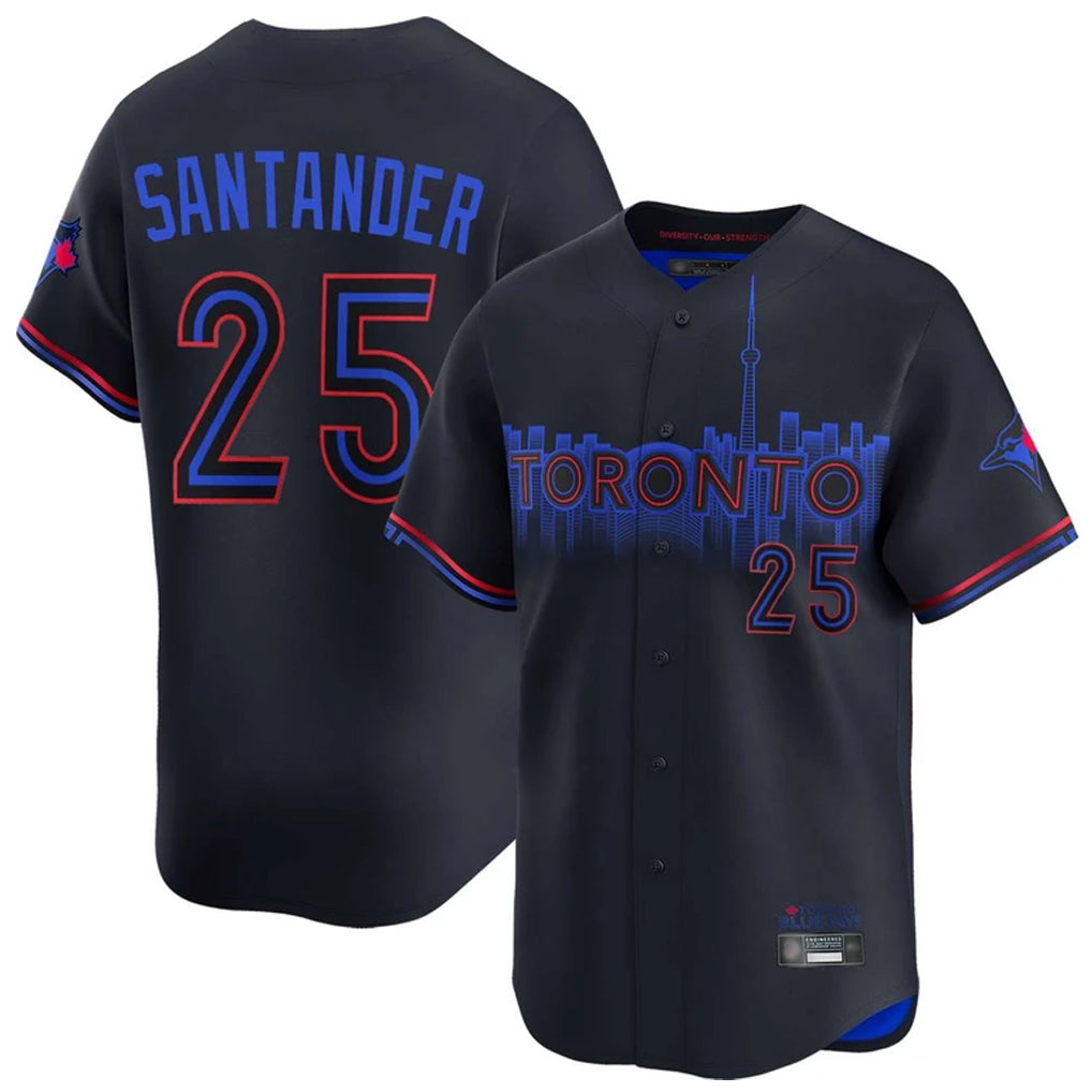 Elroe T.Blue Jays #25 Anthony Santander Player Black&Blue City Connect Limited Stitched Jerseys