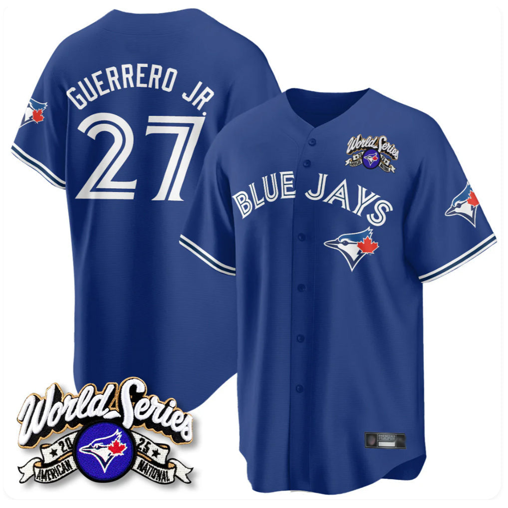 Elroe T.Blue Jays #27 Vladimir Guerrero Jr Player Navy 2025 American League All Stitched Jerseys
