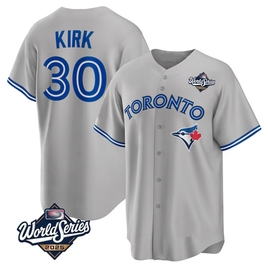 Elroe T.Blue Jays #30 Alejandro Kirk Player Gray 2025 World Series Limited Stitched Jerseys
