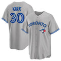 Elroe T.Blue Jays #30 Alejandro Kirk Player Gray Home Game Stitched Jerseys