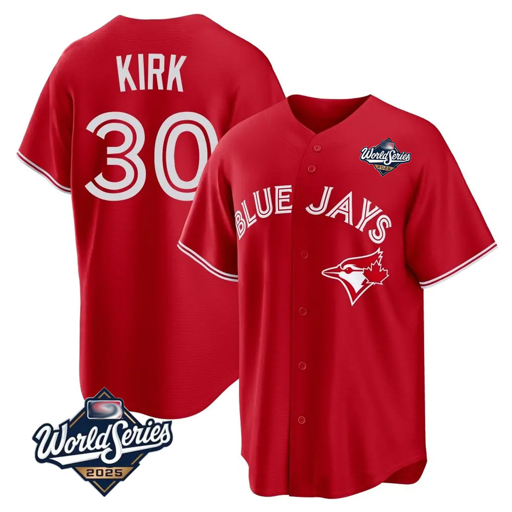 Elroe T.Blue Jays #30 Alejandro Kirk Player Red 2025 World Series Home Limited Stitched Jerseys
