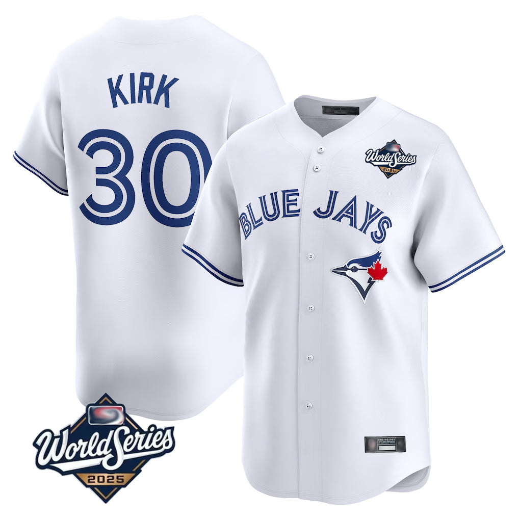 Elroe T.Blue Jays #30 Alejandro Kirk Player White 2025 World Series Home Limited Stitched Jerseys
