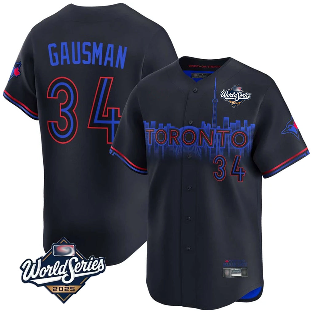 Elroe T.Blue Jays #34 Kevin Gausman Player Black 2025 World Series City Connect Stitched Jerseys