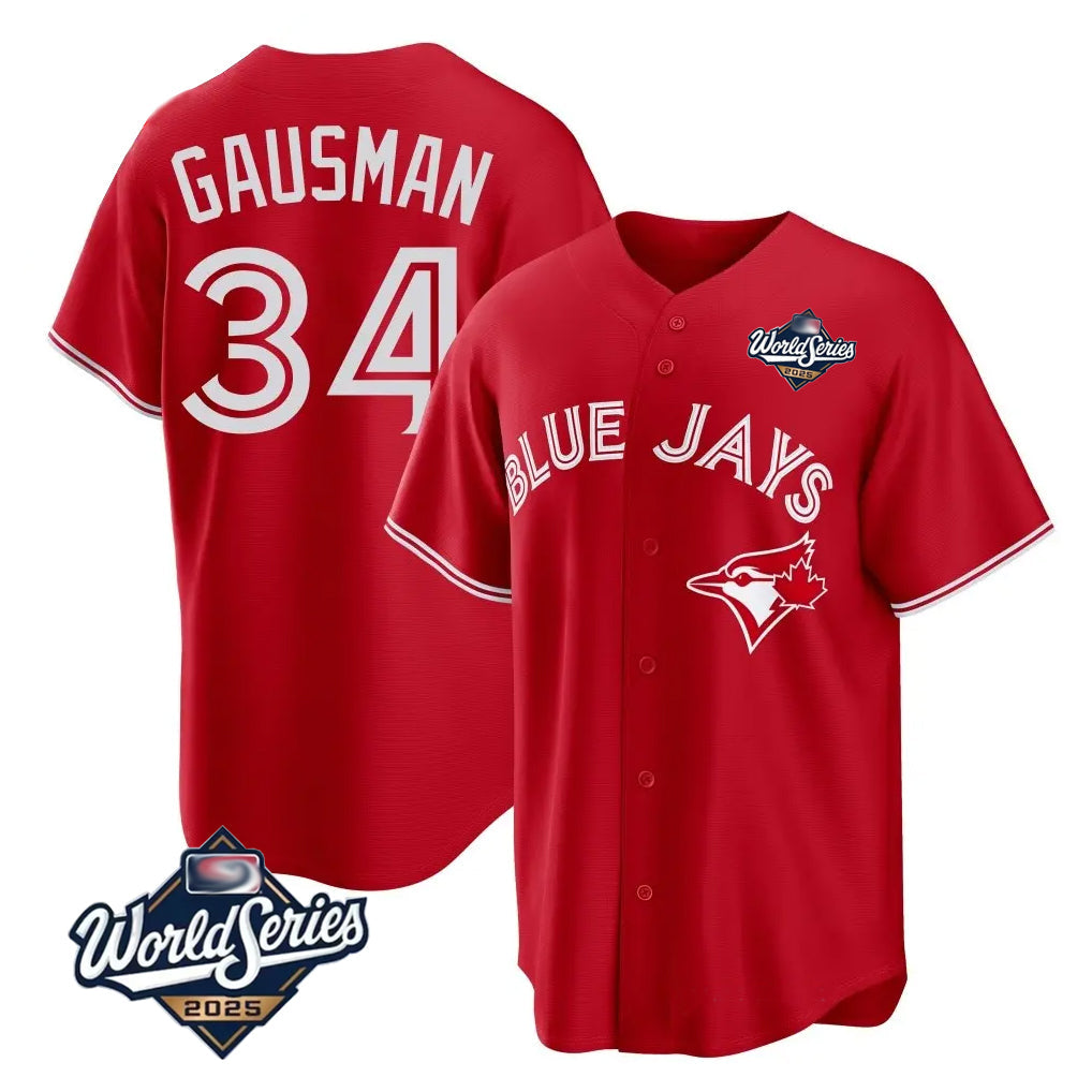 Elroe T.Blue Jays #34 Kevin Gausman Player Red 2025 American League All Stitched Jerseys