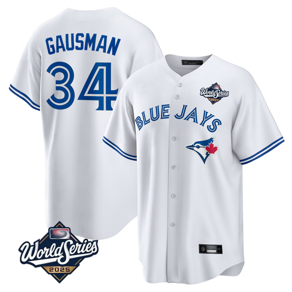 Elroe T.Blue Jays #34 Kevin Gausman Player White 2025 American League All Stitched Jersey