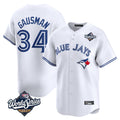 Elroe T.Blue Jays #34 Kevin Gausman Player White 2025 World Series Home Limited Stitched Jerseys