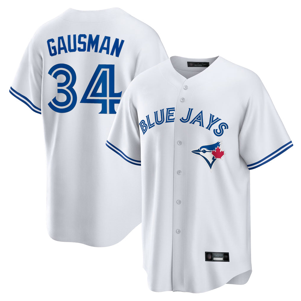 Elroe T.Blue Jays #34 Kevin Gausman Player White Home Game Stitched Jerseys