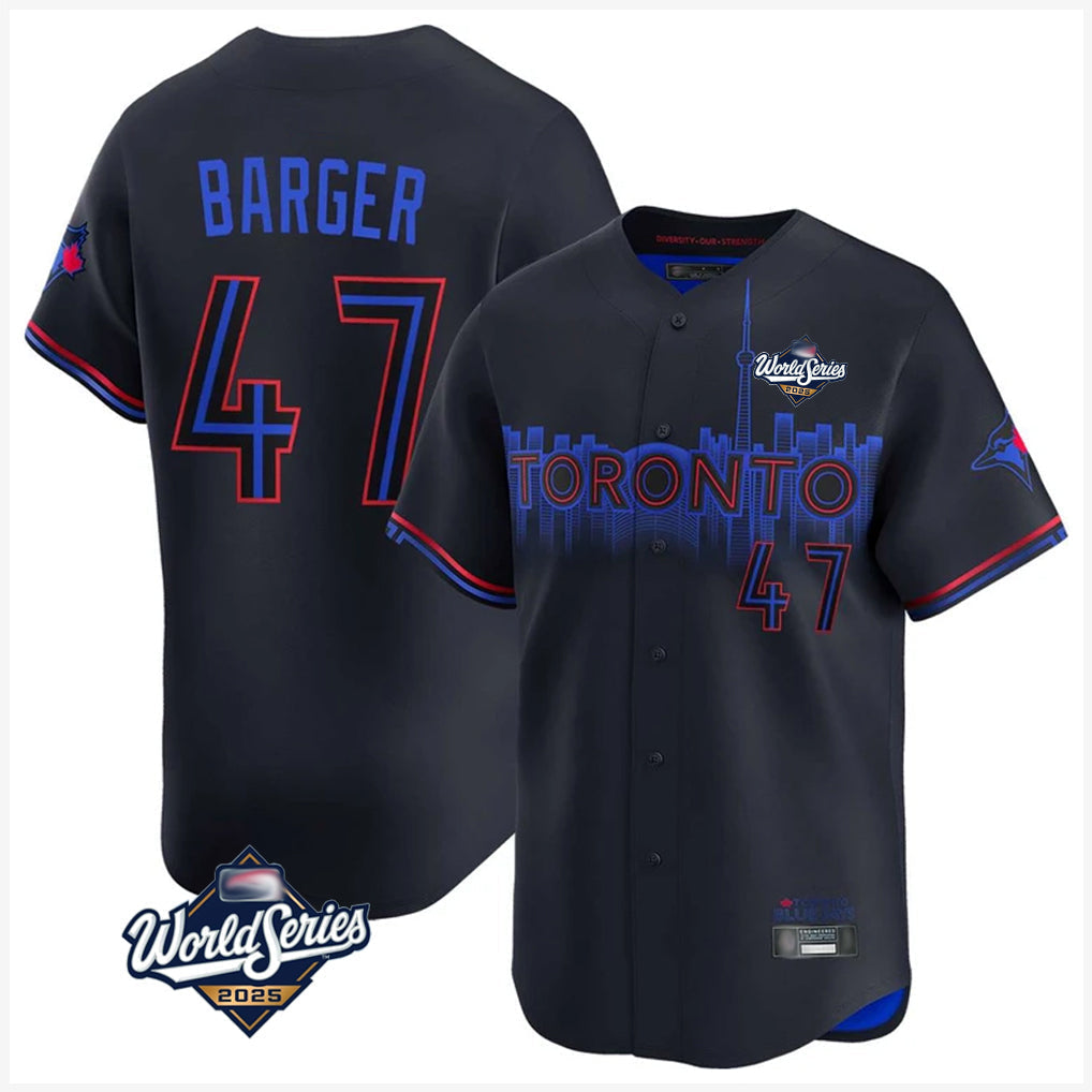 Elroe T.Blue Jays #47 Addison Barger Player Black 2025 World Series City Connect Stitched Jerseys