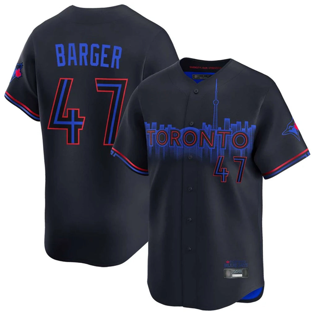 Elroe T.Blue Jays #47 Addison Barger Player Black&Blue City Connect Limited Stitched Jerseys