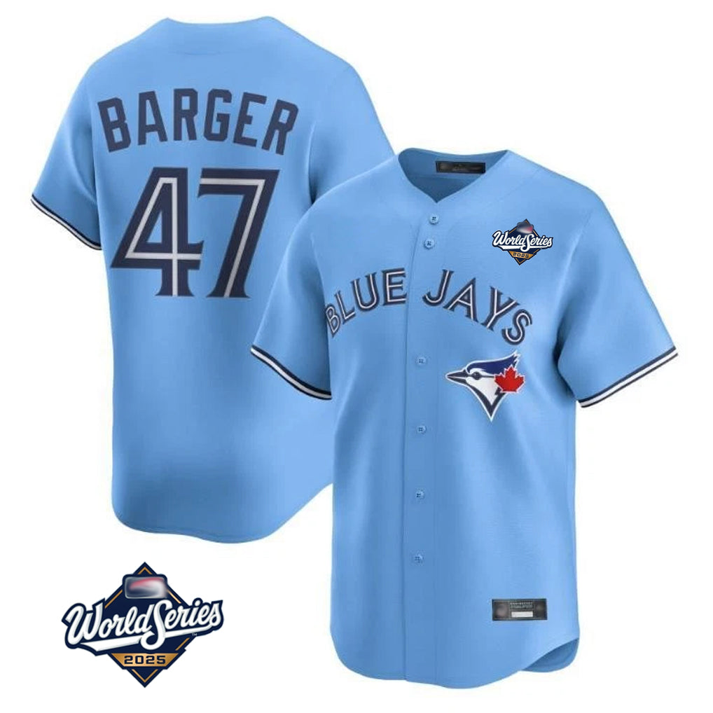 Elroe T.Blue Jays #47 Addison Barger Player Blue 2025 World Series Limited Stitched Jerseys