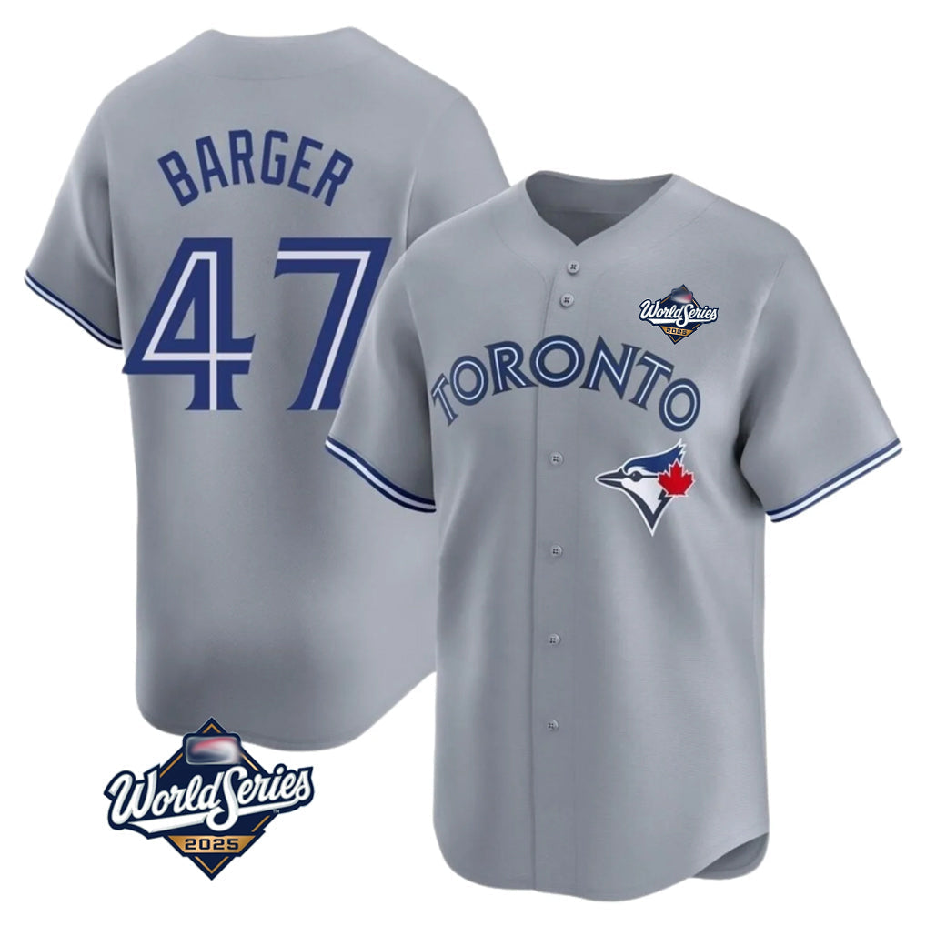 Elroe T.Blue Jays #47 Addison Barger Player Gray 2025 World Series Stitched Jerseys