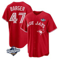Elroe T.Blue Jays #47 Addison Barger Player Red 2025 World Series Game Stitched Jerseys