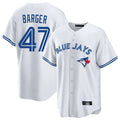 Elroe T.Blue Jays #47 Addison Barger Player White Home Stitched Jerseys