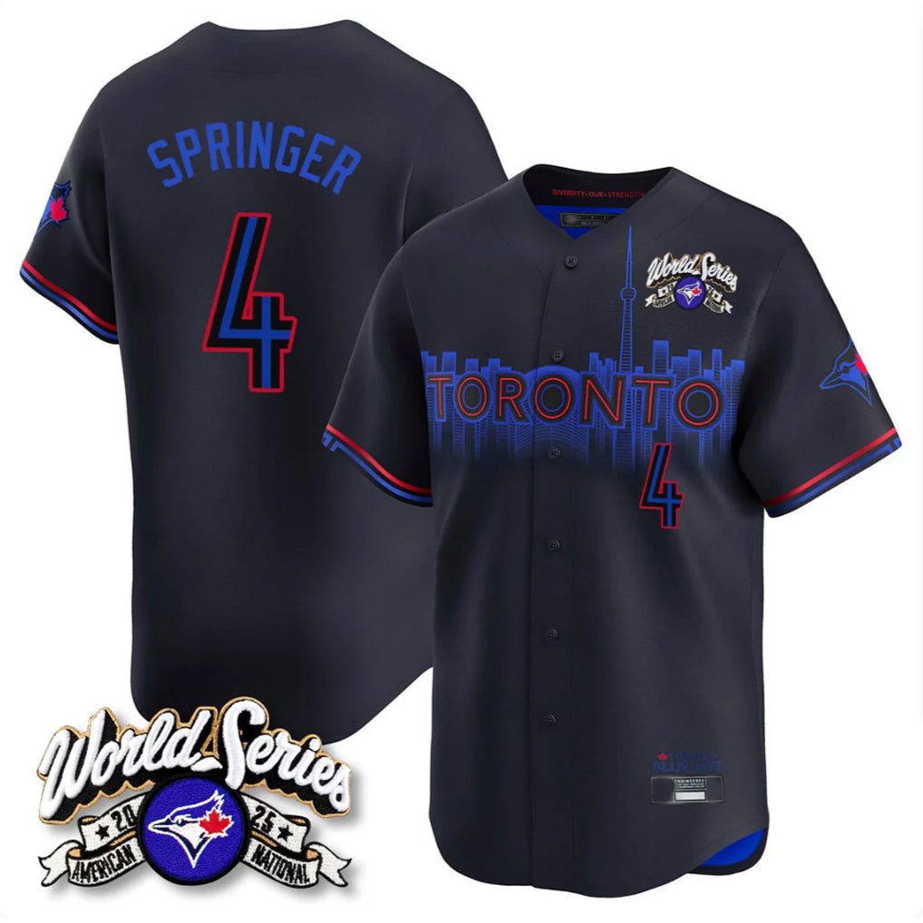 Elroe T.Blue Jays #4 George Springer Player Black 2025 American League City Connect Limited Stitched Jerseys