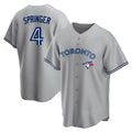 Elroe T.Blue Jays #4 George Springer Player Gray Home Game Stitched Jerseys