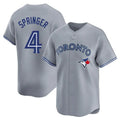 Elroe T.Blue Jays #4 George Springer Player Gray Home Limited Stitched Jerseys