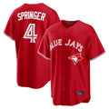 Elroe T.Blue Jays #4 George Springer Player Red Home Game Stitched Jerseys