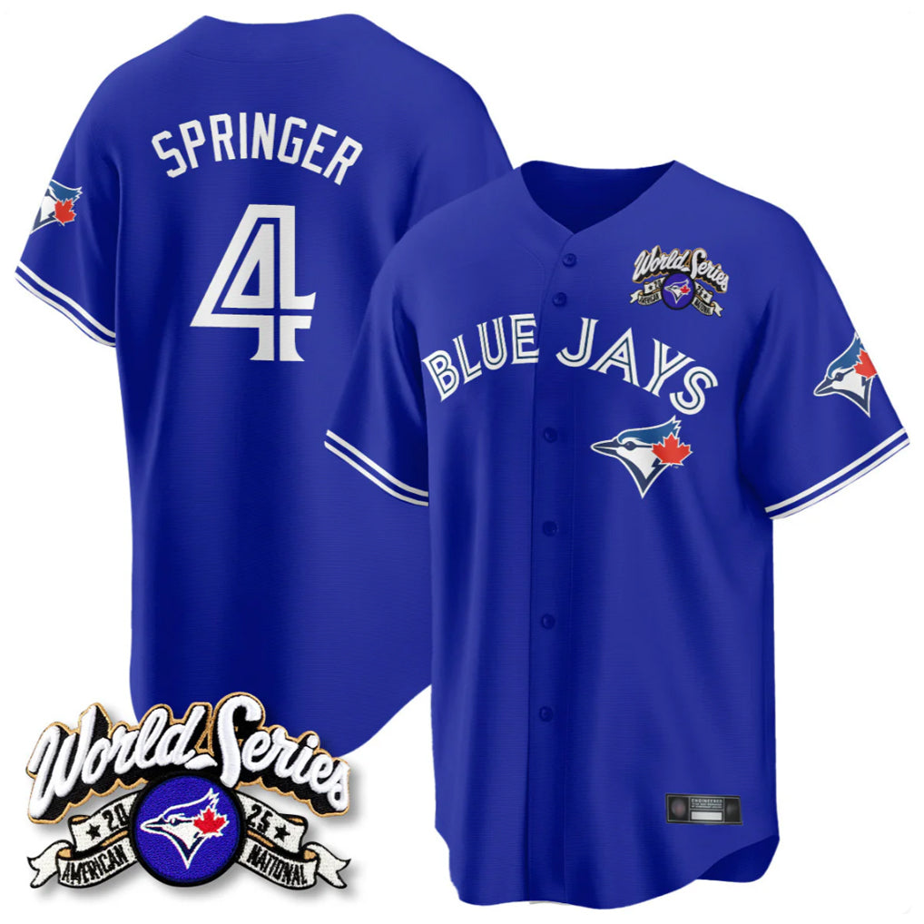 Elroe T.Blue Jays #4 George Springer Player Royal 2025 American League All Stitched Jersey