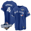 Elroe T.Blue Jays #4 George Springer Player Royal 2025 American League Game All Stitched Jersey