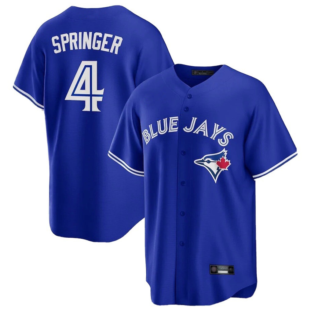 Elroe T.Blue Jays #4 George Springer Player Royal Home Game Stitched Jerseys