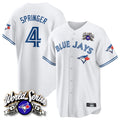 Elroe T.Blue Jays #4 George Springer Player White 2025 American League All Stitched Jersey