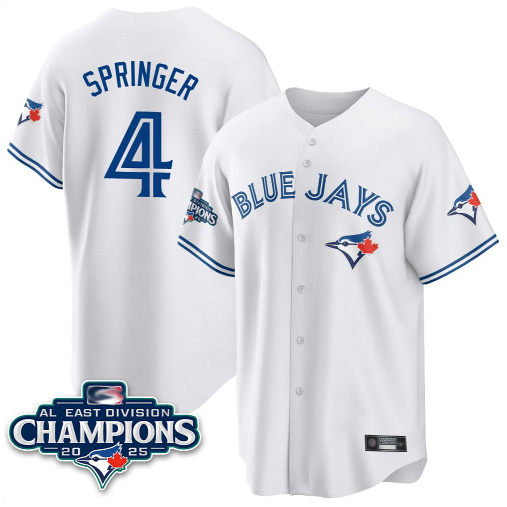 Elroe T.Blue Jays #4 George Springer Player White 2025 World Series Stitched Jerseys