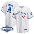 Elroe T.Blue Jays #4 George Springer Player White 2025 World Series Stitched Jerseys