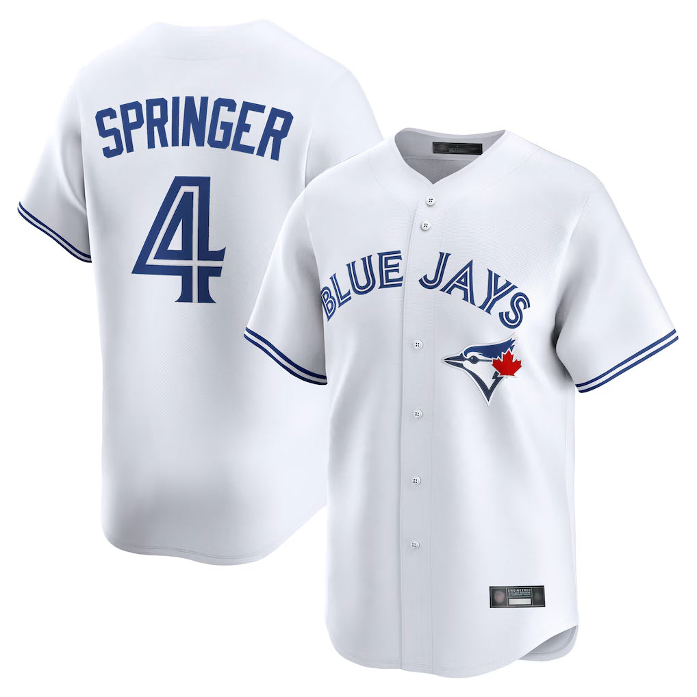 Elroe T.Blue Jays #4 George Springer Player White Home Limited Stitched Jerseys
