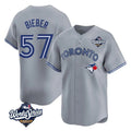 Elroe T.Blue Jays #57 Shane Bieber Player Gray 2025 World Series All Stitched Jerseys