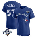 Elroe T.Blue Jays #57 Shane Bieber Player Royal 2025 World Series Elite All Stitched Jerseys