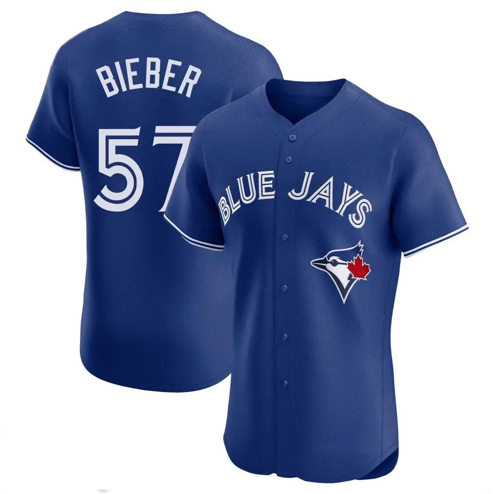Elroe T.Blue Jays #57 Shane Bieber Player Royal Elite Home Limited Stitched Jerseys