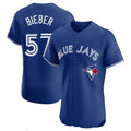 Elroe T.Blue Jays #57 Shane Bieber Player Royal Elite Home Limited Stitched Jerseys