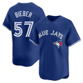 Elroe T.Blue Jays #57 Shane Bieber Player Royal Home Stitched Jerseys