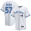 Elroe T.Blue Jays #57 Shane Bieber Player White Game Stitched Jerseys