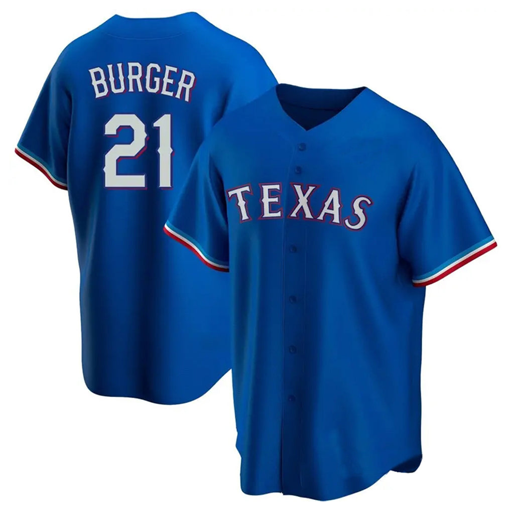 Elroe T.Rangers #21 Jake Burger Player Royal Home Replica Game Stitched Jerseys