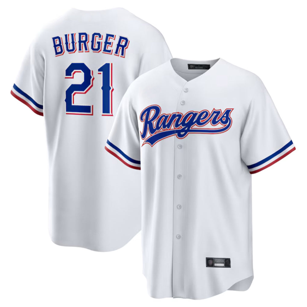 Elroe T.Rangers #21 Jake Burger Player White Home Limited Stitched Jerseys