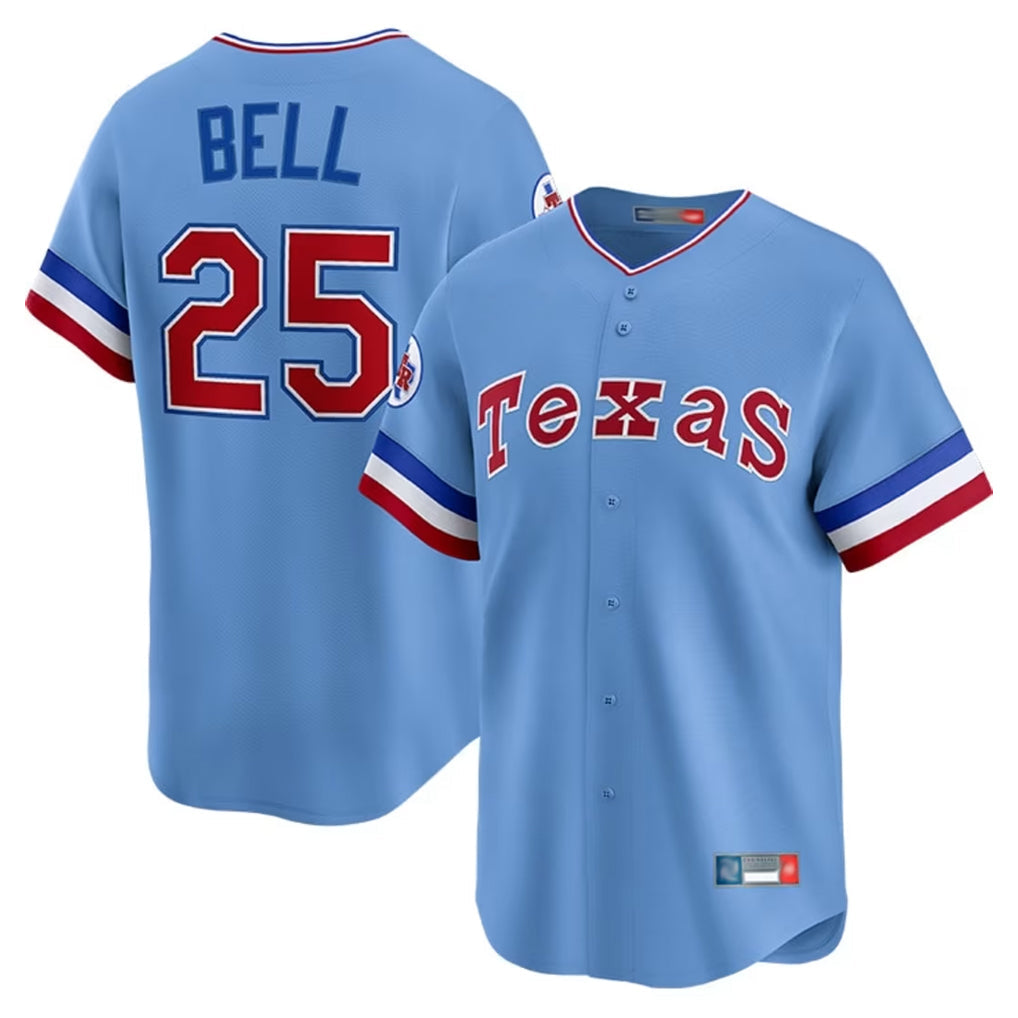 Elroe T.Rangers #25 Buddy Bell Player Blue Home City Connect Limited Stitched Jerseys
