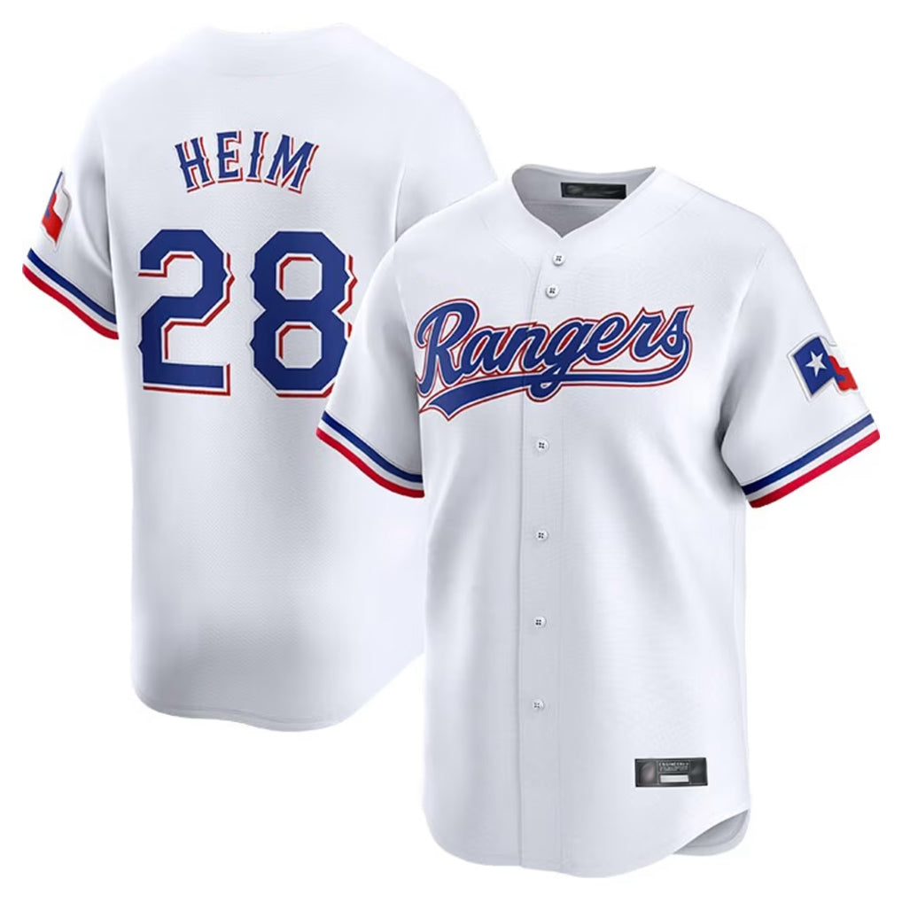 Elroe T.Rangers #28 Jonah Heim Player White Home Limited Stitched Jerseys