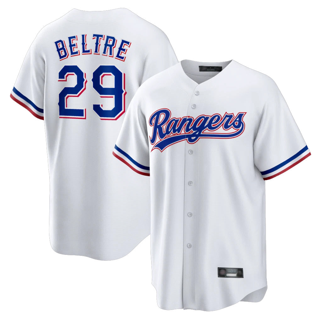 Elroe T.Rangers #29 Adrian Beltre Player White Home Game Stitched Jerseys