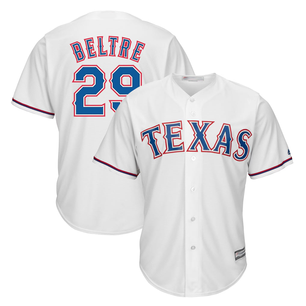 Elroe T.Rangers #29 Adrian Beltre Player White Majestic Home Cool Stitched Jerseys